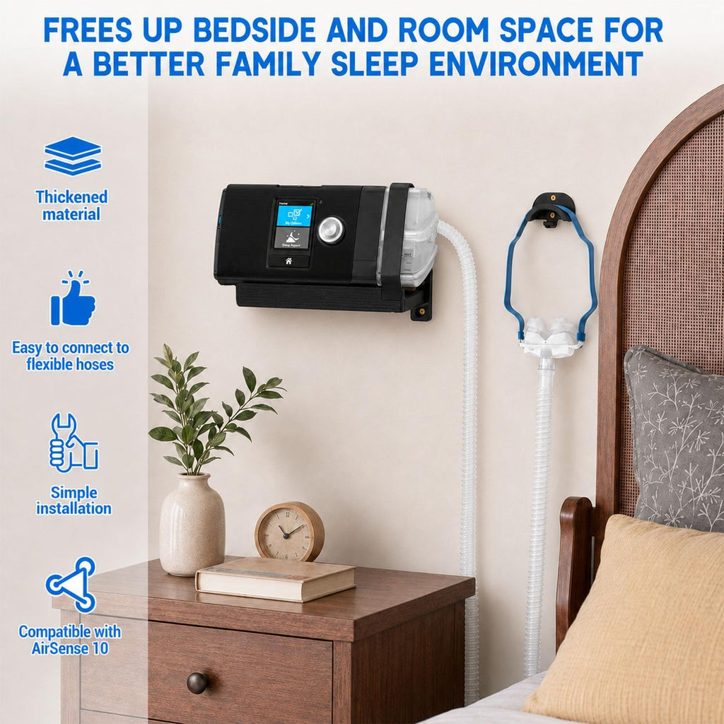 Vornalex CPAP Wall Mount Shelf for ResMed AirSense 10 Mask & Hose Holder Black