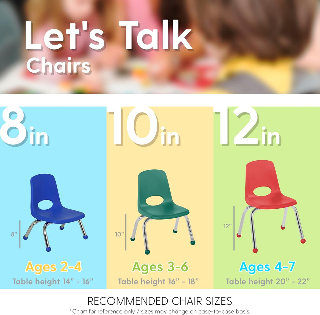 FDP 12" School Stack Chairs Blue 6 Pack Classroom Daycare Local Pickup Only