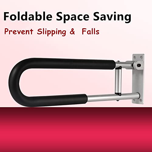 TUNTROL 23.6" Foldable Grab Bar – Silver – Wall Mounted Toilet & Bathroom Safety Rail