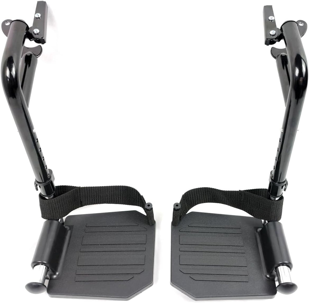 Universal Swing Away Wheelchair Footrests 1 Pair Composite Footplates Heel Loops Black