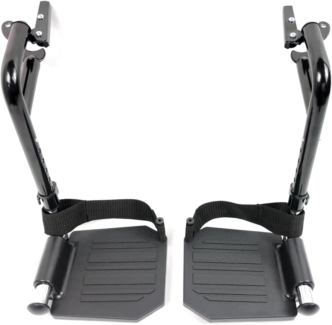 Universal Swing Away Wheelchair Footrests 1 Pair Composite Footplates Heel Loops Black