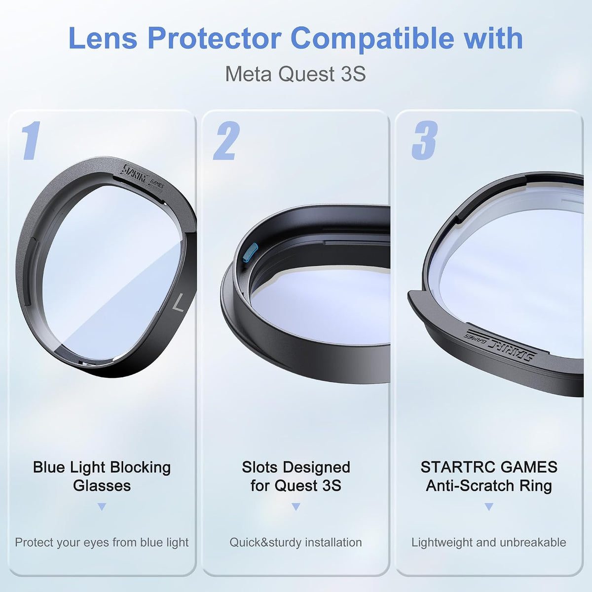 STARTRC GAMES Lens Protector Set for Meta Quest 3S/2 Blue Light Anti-Scratch