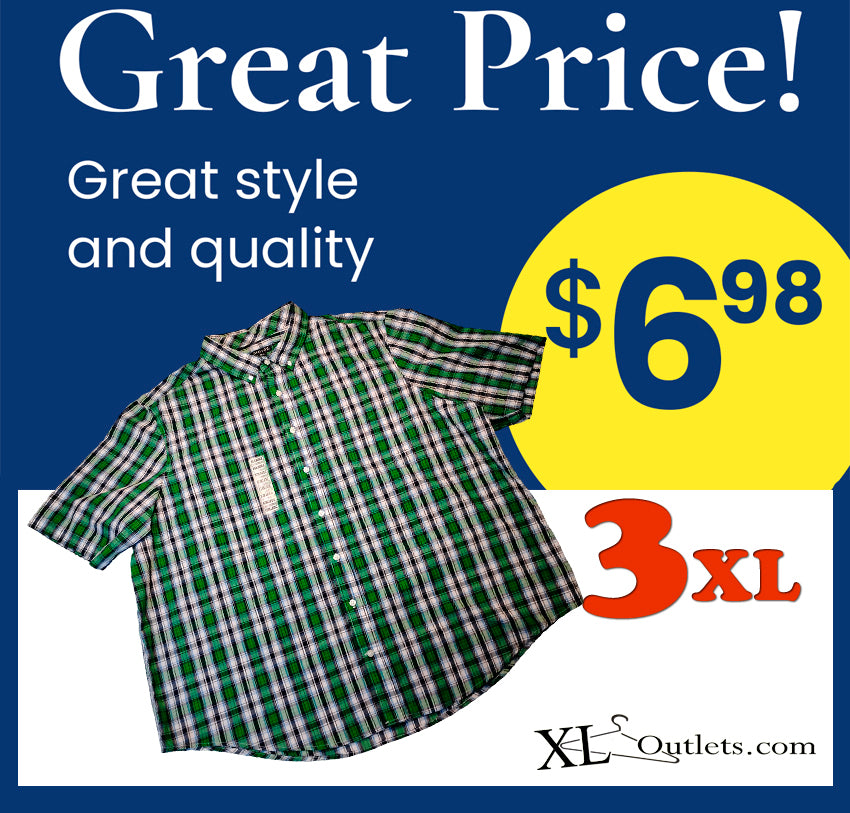 Camisa de manga corta de botones | Marca George 3XL| 3XG 54-65