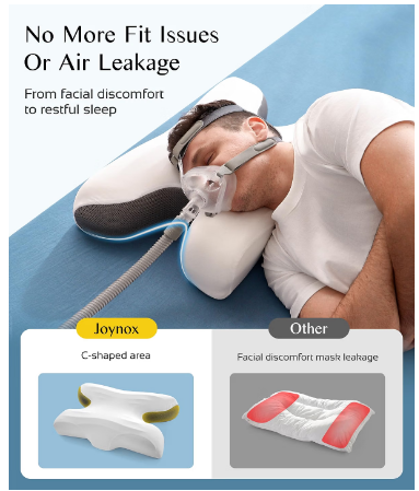 Joynox CPAP Pillow for Men – Gray – Adjustable Memory Foam Pillow for Side, Back & Stomach Sleepers