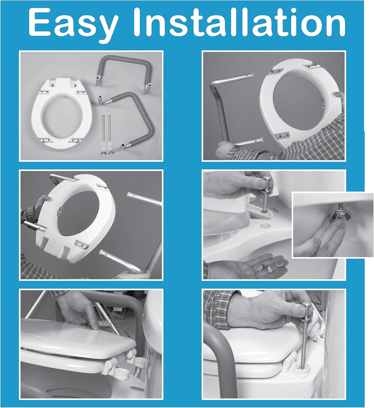 Carex 3.5" Raised Toilet Seat Riser w/ Padded Arms for Round Toilets White