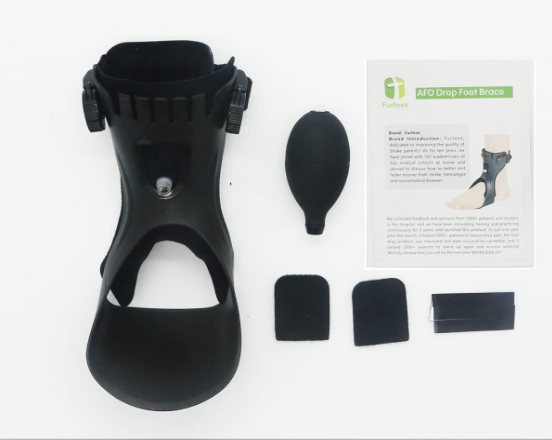 Furlove AFO Drop Foot Brace Left XL Ankle Foot Orthosis Support Black