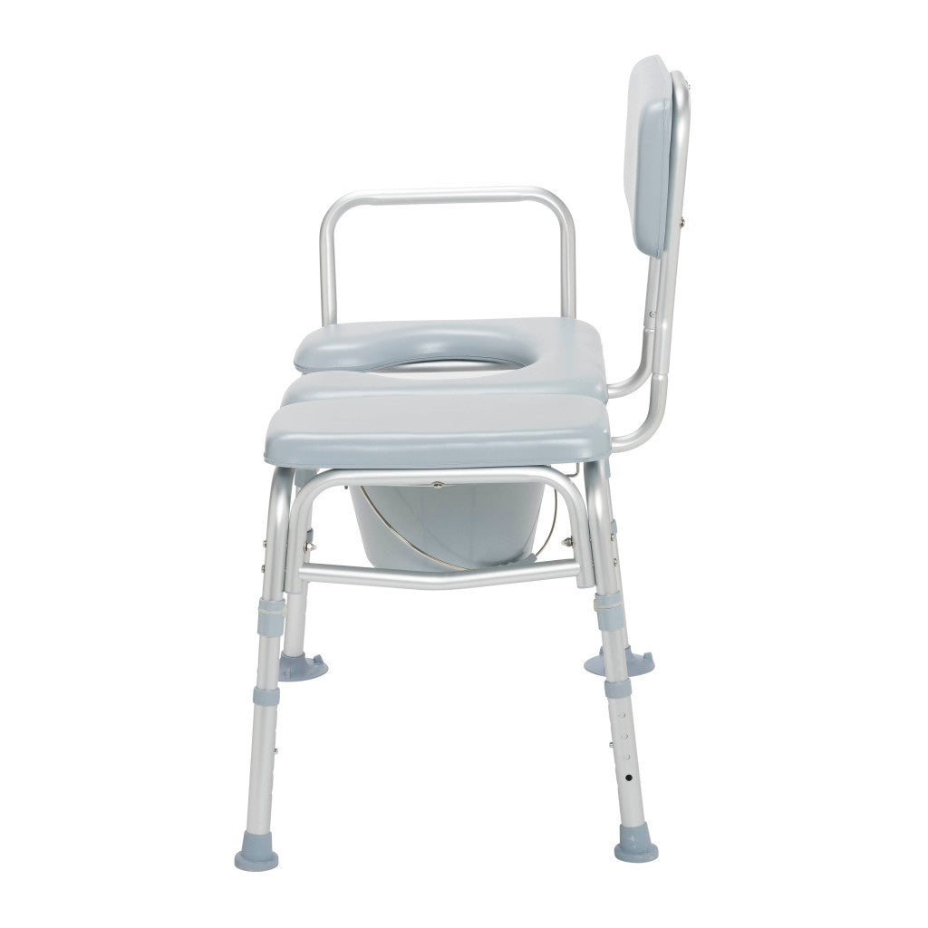Drive Medical 12005KDC-1 2-in-1 Transfer Bench Commode Chair Padded Seat 400 lb