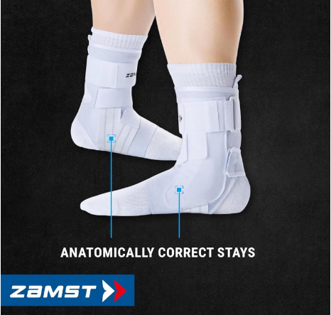 ZAMST A1 Ankle Brace Sports Support Right Foot Medium White 3-Way Straps