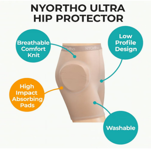 NYOrtho ULTRA Hip Protector Brief – Padded Low Profile Fall Protection Shorts – Unisex