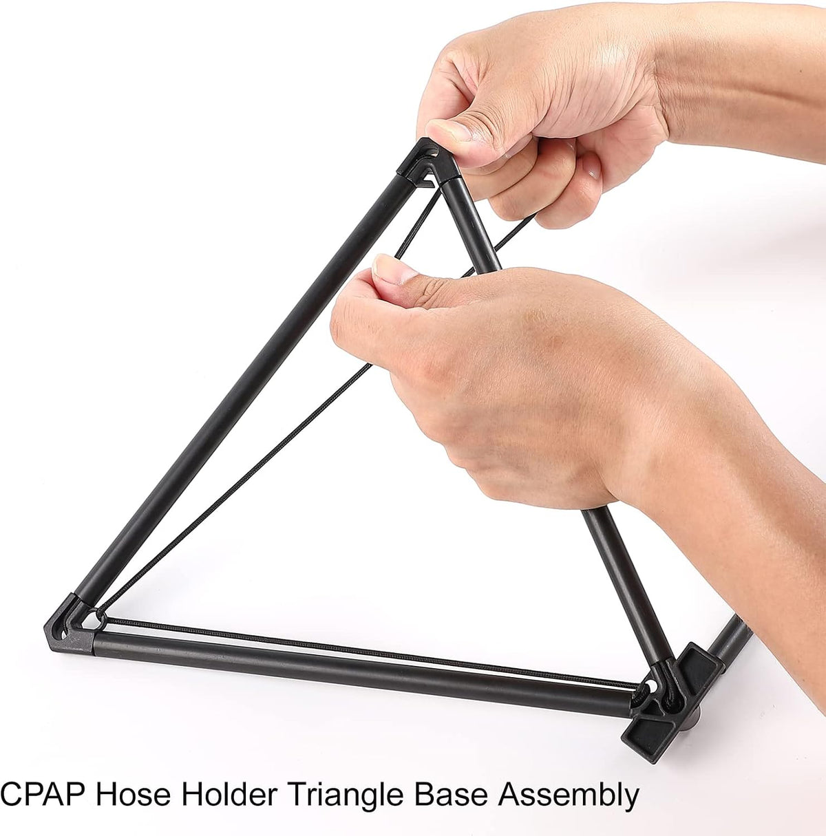 LONYEON Foldable CPAP Hose Holder Bedside Stand Hanger with Travel Bag Black