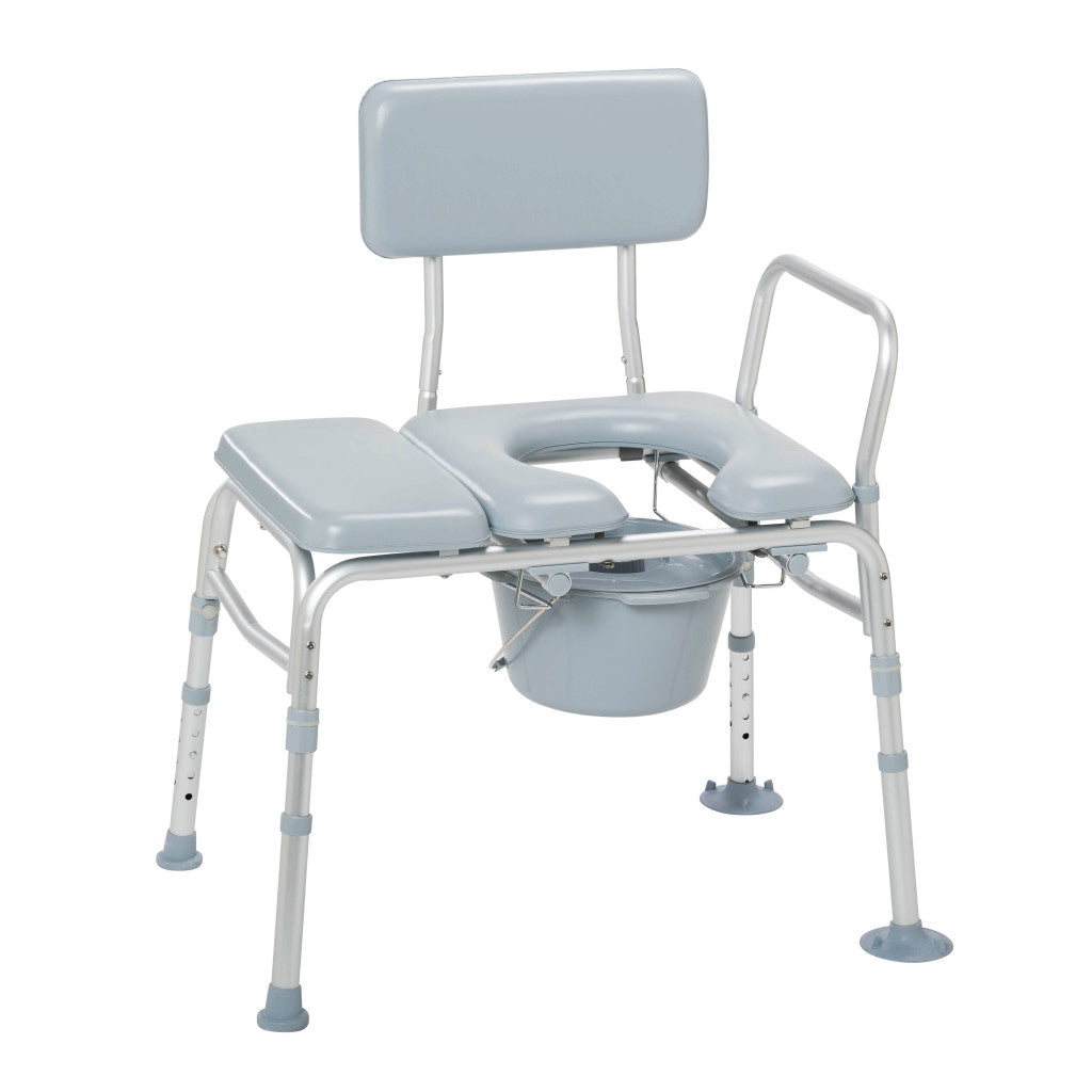 Drive Medical 12005KDC-1 2-in-1 Transfer Bench Commode Chair Padded Seat 400 lb