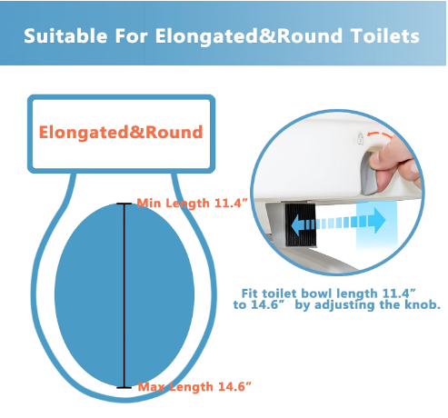 WeHwupe Raised Toilet Seat w/ Handles 5" Riser Adjustable 350 lb Capacity