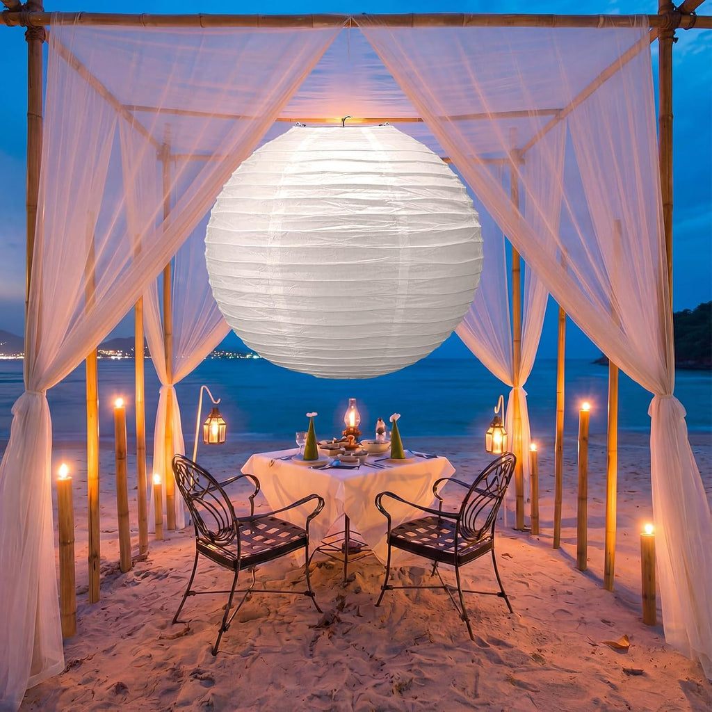 Glooglitter 5 Pack 35.5" Large White Paper Lanterns Wedding Party Event Decor