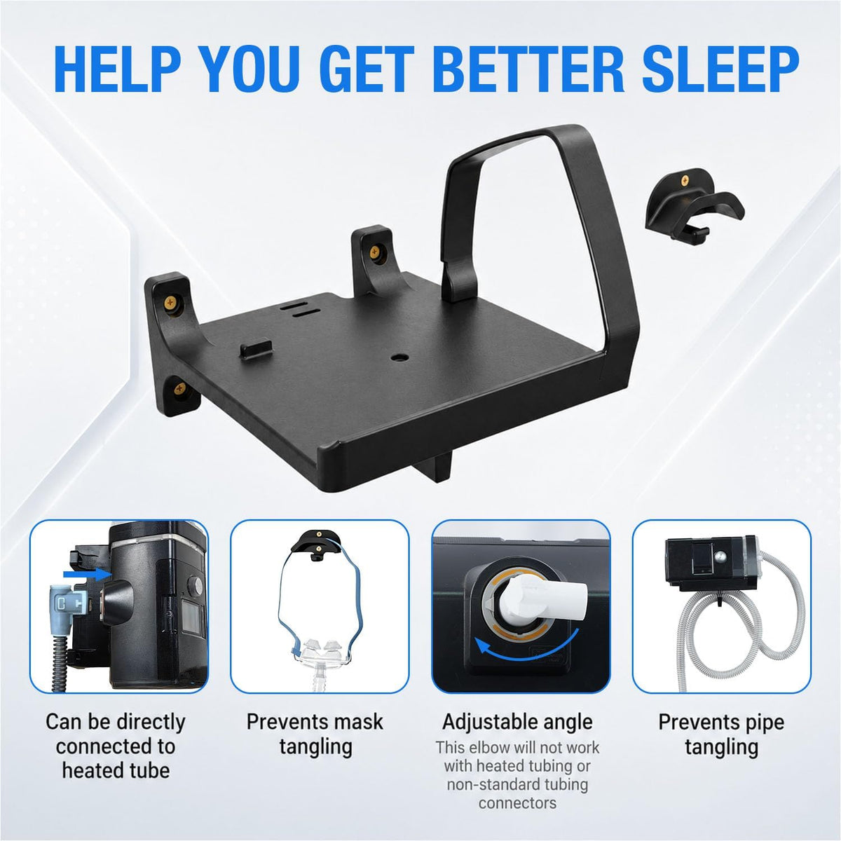Vornalex CPAP Wall Mount Shelf for ResMed AirSense 10 Mask & Hose Holder Black