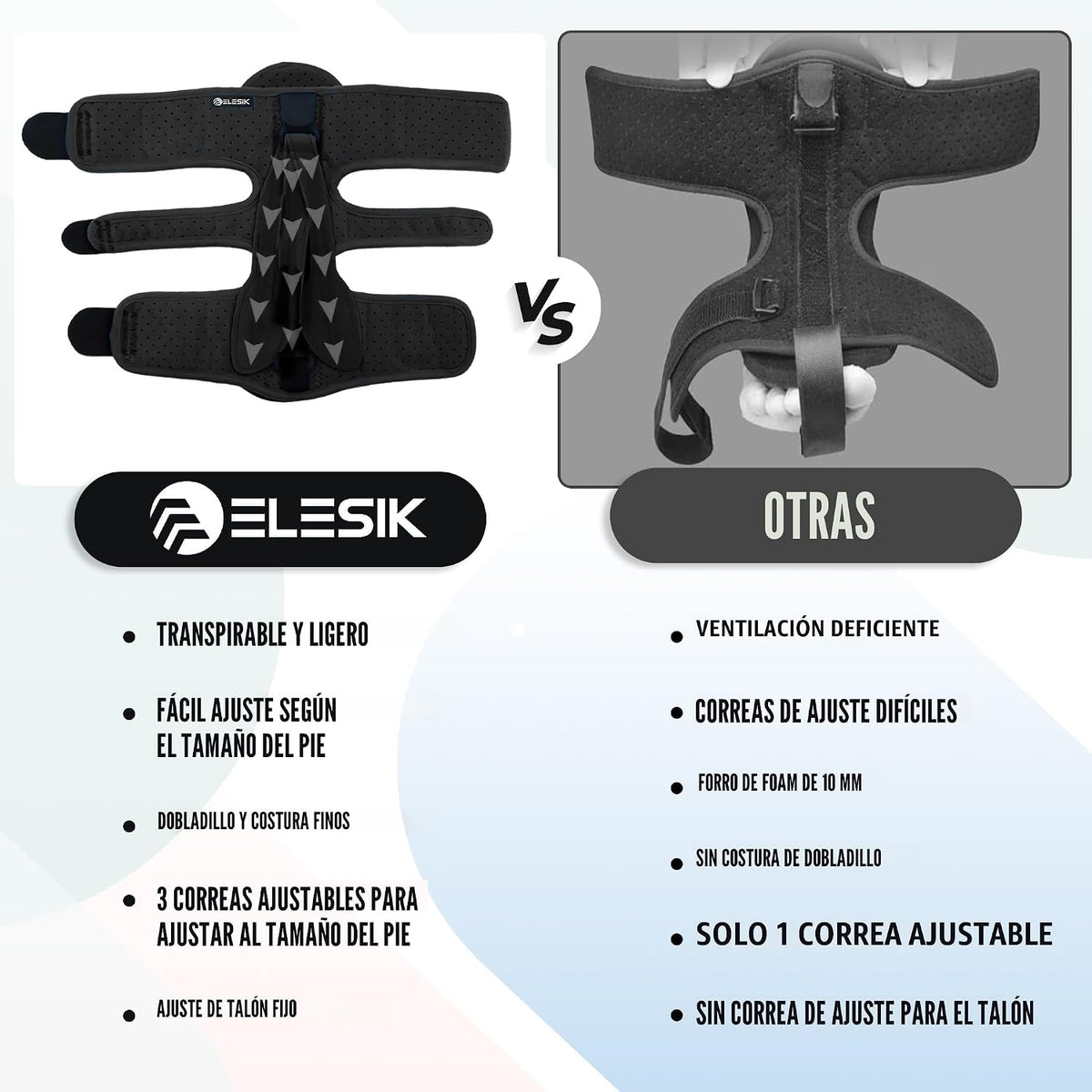 ELESIK Plantar Fasciitis Night Splint Foot Drop Achilles Tendon Brace Black