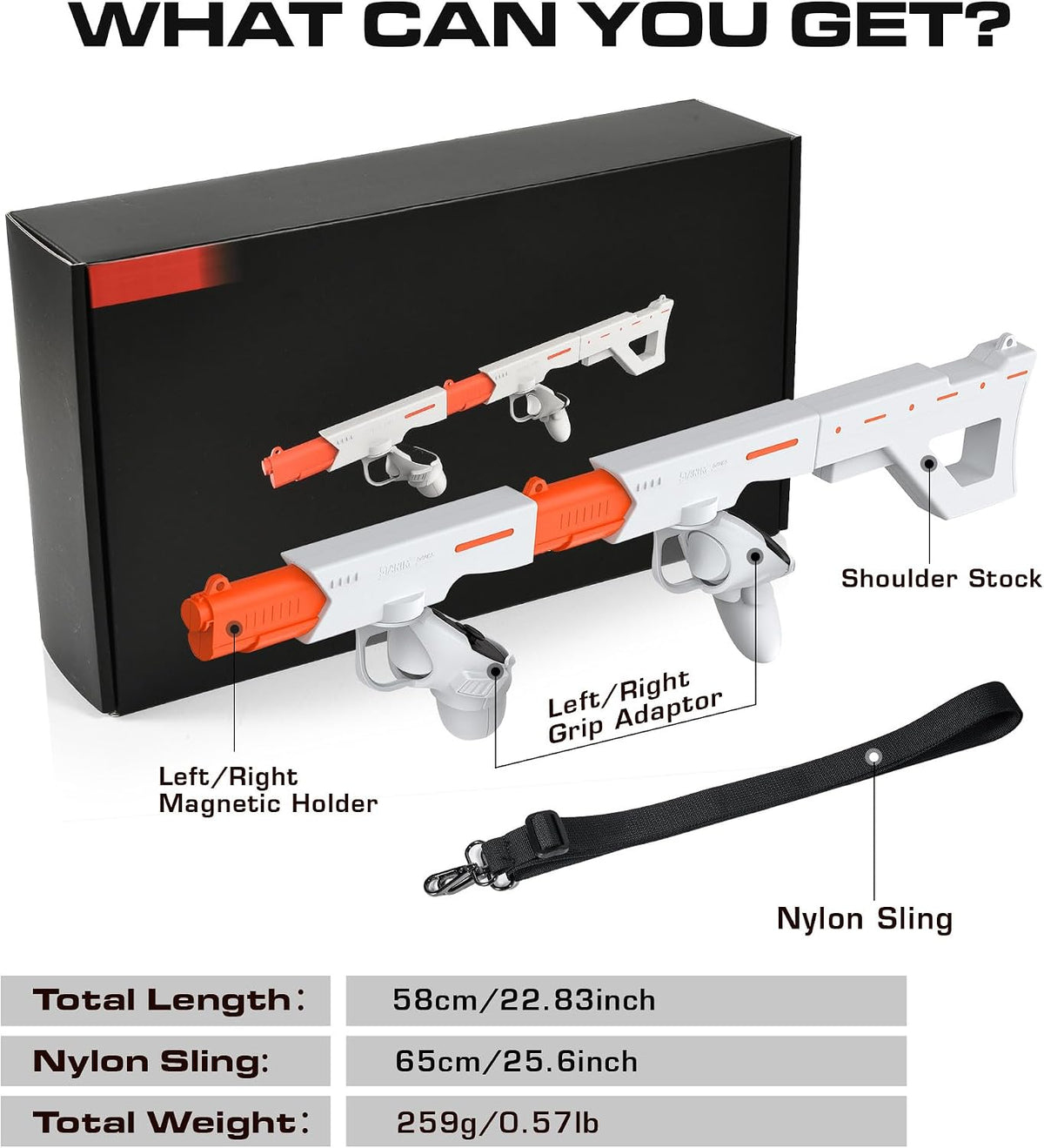 AIJUNCT VR Gunstock Rifle for Meta Quest 3/3S Magnetic Controller Accessory White