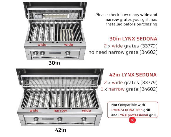 GDCERIX Grill Grate 33779 for Lynx Sedona 30" 42" L500 L700 304 Stainless Steel