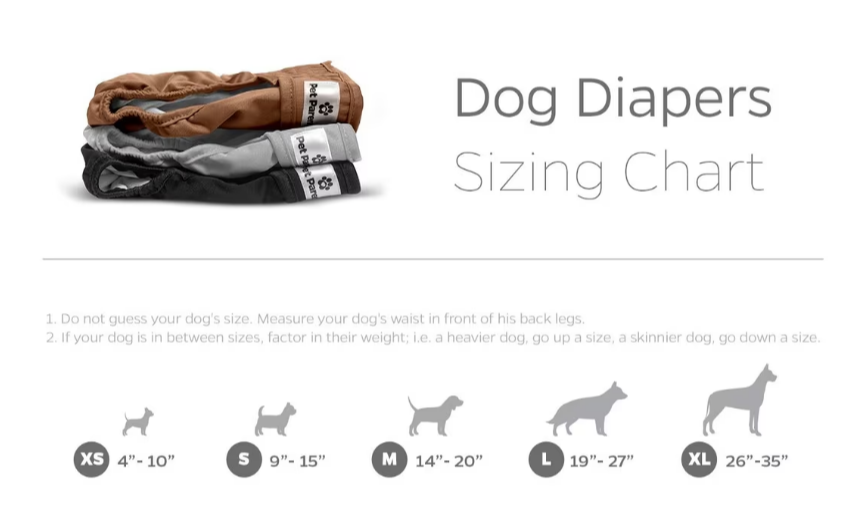 Pet Parents Washable Dog Diapers Large 3 Pack w/ Extendrs Reusable Variety