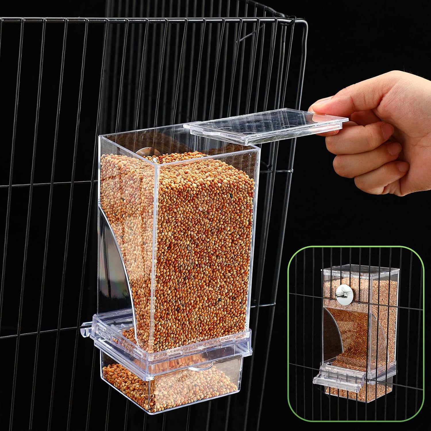 Yaomiao 4 Pcs No Mess Small Bird Feeders Automatic Parakeet Water Dispenser Clear Quail Feeder And Watered Cage Accessories For Small And Medium Parakeet Cockatiel Canary(Assorted,Transparent)