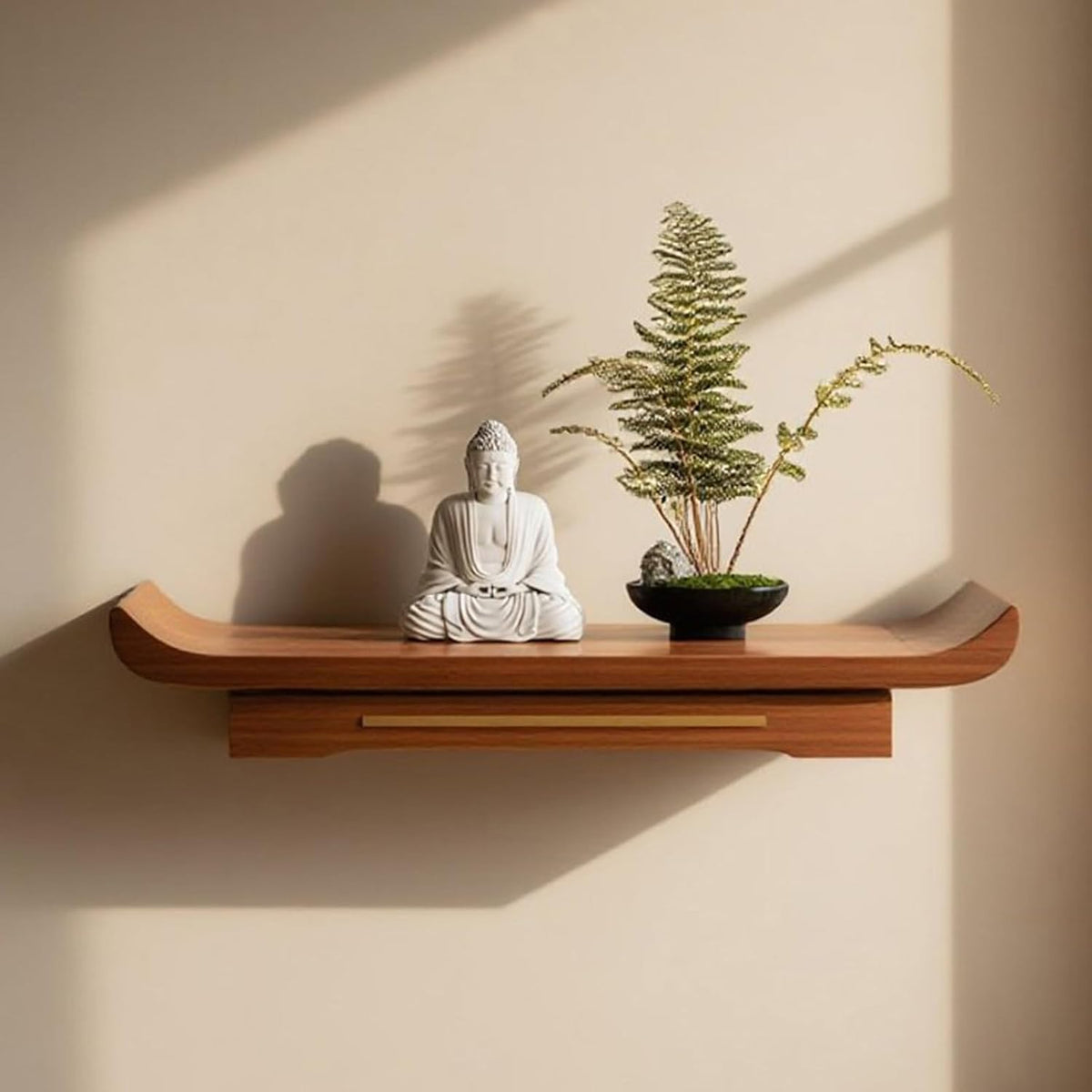 ZICHOUYING Wall-Mounted Buddhist Altar Shelf Buddha Statue Stand Camphor Wood
