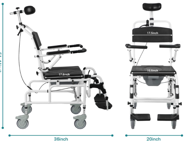 Eosprim Reclining Shower Chair Wheelchair w/ Commode – Bariatric – Local Pickup