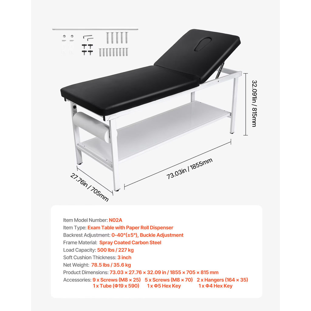 VEVOR Medical Exam Table 500lb Adjustable Backrest Treatment Table Local Pickup