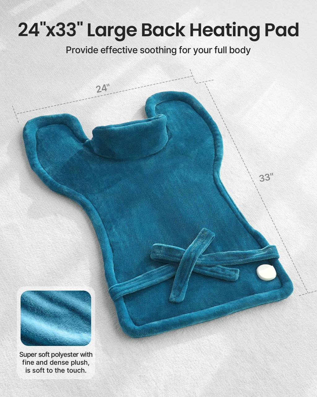 RENPHO Weighted Electric Heating Pad for Neck Shoulders & Back 24"x33" Blue