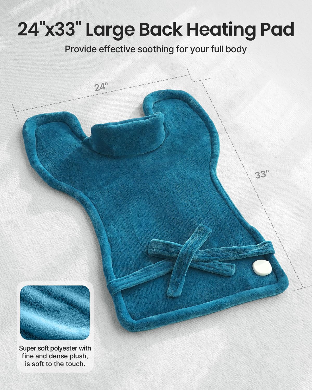 RENPHO Weighted Electric Heating Pad for Neck Shoulders & Back 24"x33" Blue