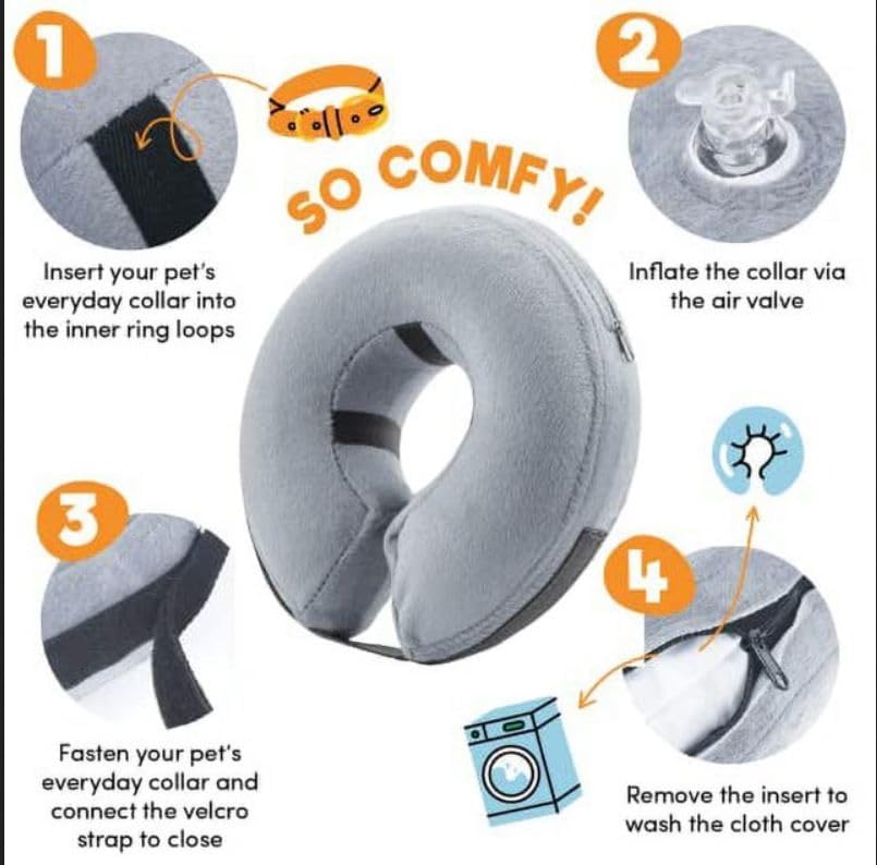 BENCMATE Inflatable Dog Cone Collar Alternative After Surgery – Blue