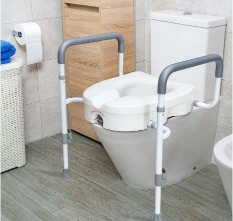 WeHwupe Raised Toilet Seat w/ Handles 5" Riser Adjustable 350 lb Capacity