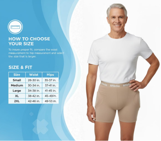 NYOrtho ULTRA Hip Protector Brief – Padded Low Profile Fall Protection Shorts – Unisex