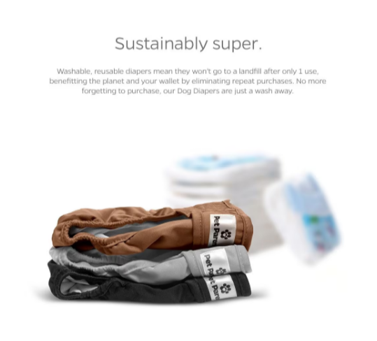 Pet Parents Washable Dog Diapers Large 3 Pack w/ Extendrs Reusable Variety
