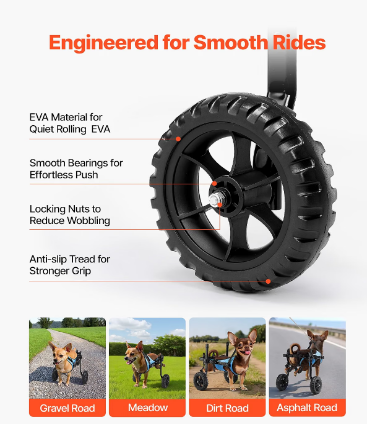 VEVOR Dog Wheelchair for Back Legs – X-Small – Adjustable 2-Wheel Pet Mobility Cart – Up to 22 lbs