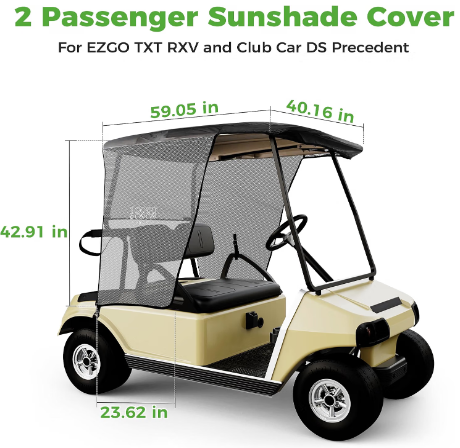 10L0L Golf Cart Sun Shade Cover Club Car DS Precedent EZGO TXT RXV 59x40 Open Box
