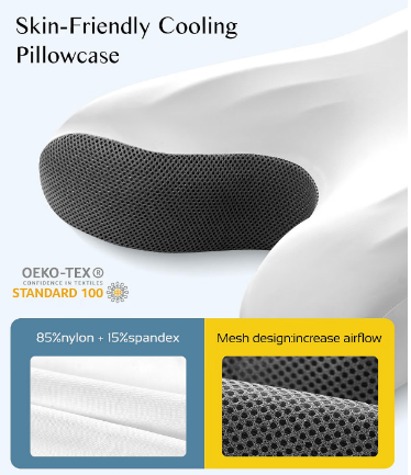 Joynox CPAP Pillow for Men – Gray – Adjustable Memory Foam Pillow for Side, Back & Stomach Sleepers