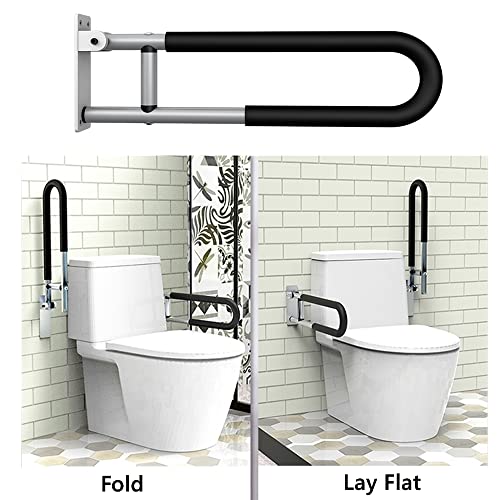 TUNTROL 23.6" Foldable Grab Bar – Silver – Wall Mounted Toilet & Bathroom Safety Rail