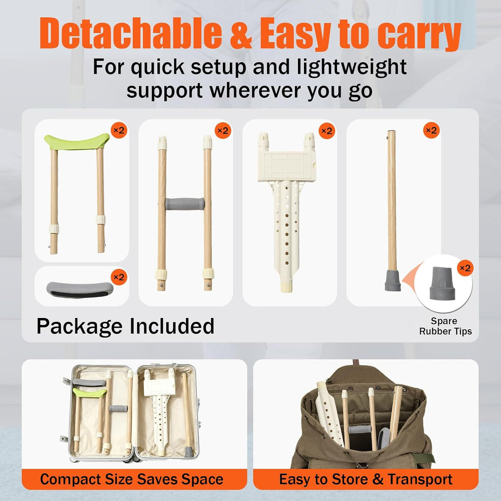 UIABOPZ Adjustable Aluminum Underarm Crutches Pair 300 lb Capacity Adult