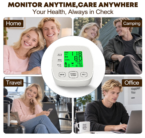 KIKEANG Blood Pressure Monitor 2 Cuffs Pediatric 6-9" Adult 9-16.5" 2 User