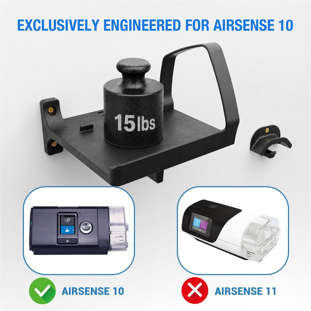 Vornalex CPAP Wall Mount Shelf for ResMed AirSense 10 Mask & Hose Holder Black