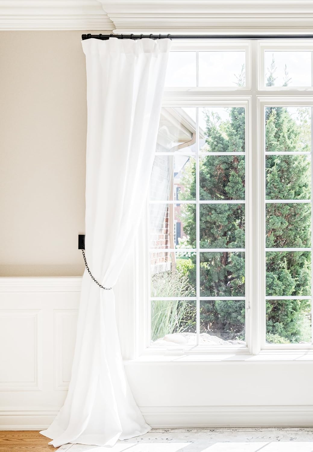 BLASTHOME 16 ft Luxury Fixed Curtain Rod 1-1/4" Heavy Duty Black Wall Mount