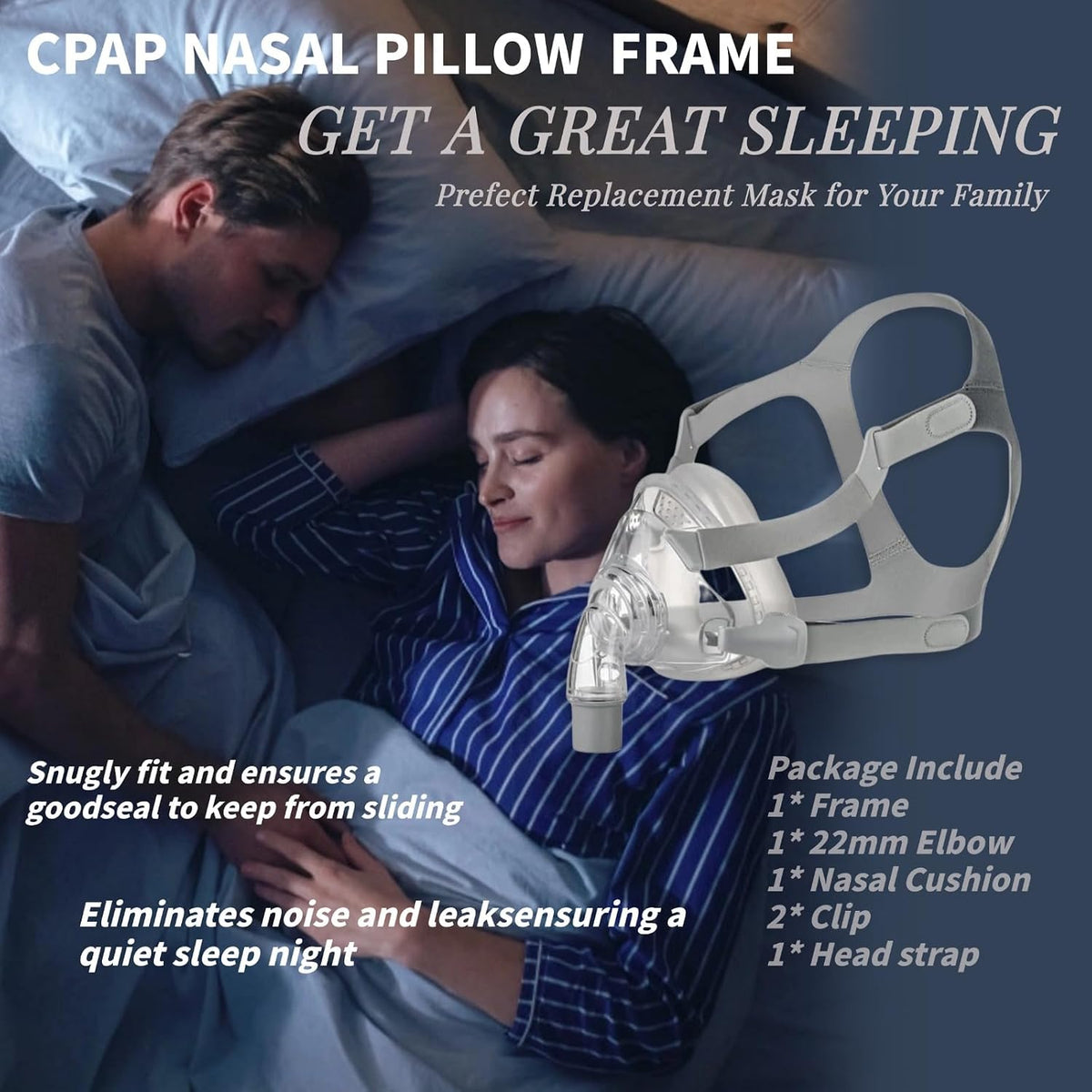 Full Face CPAP Mask Replacement Kit Large (L) – Headgear, Cushion, Frame & Elbow