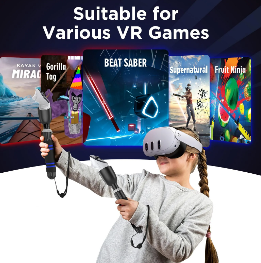 YOGES VR Controller Grip Extension Handles for Meta Quest 3/2/Pro Rift S – Pair