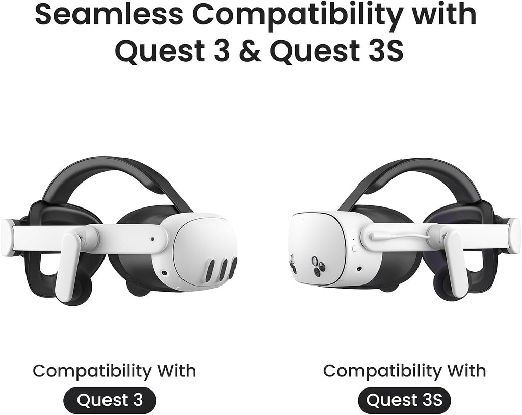 KIWI design K4 Duo Audio Battery Head Strap for Meta Quest 3/3S 45W Black