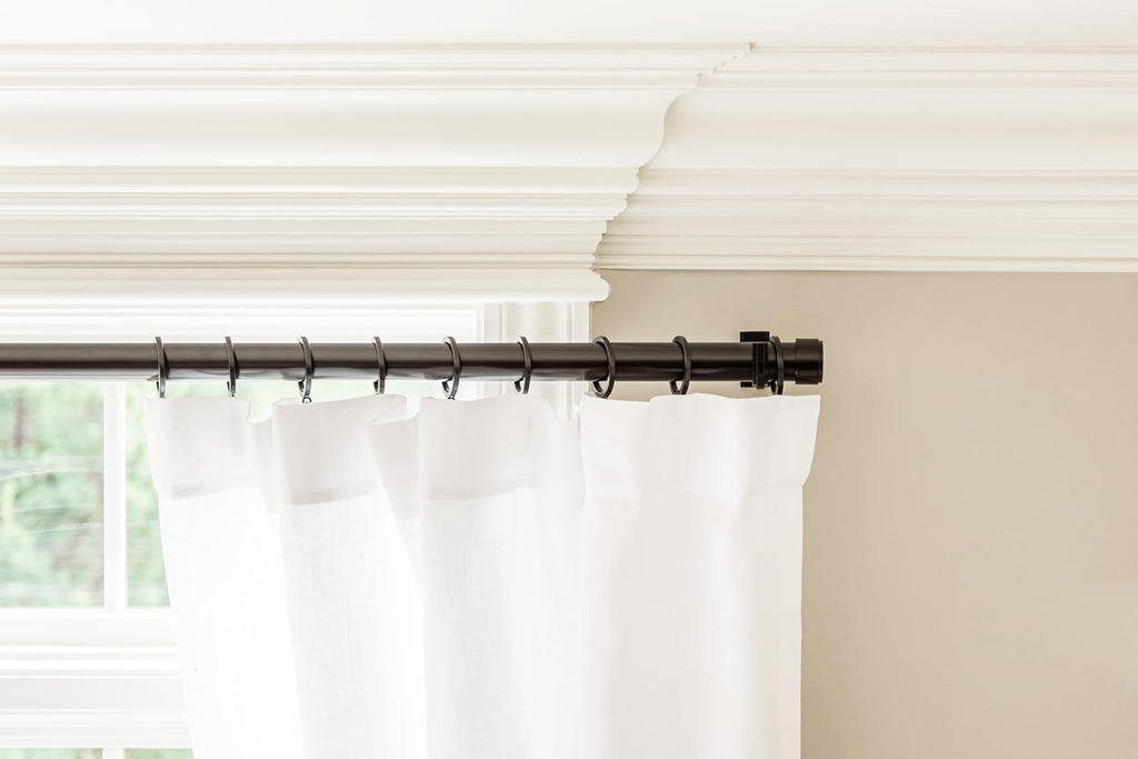 BLASTHOME 16 ft Luxury Fixed Curtain Rod 1-1/4" Heavy Duty Black Wall Mount