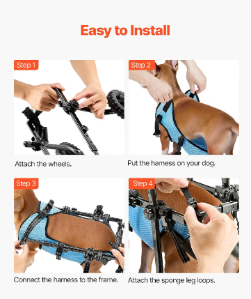 VEVOR Dog Wheelchair for Back Legs – X-Small – Adjustable 2-Wheel Pet Mobility Cart – Up to 22 lbs