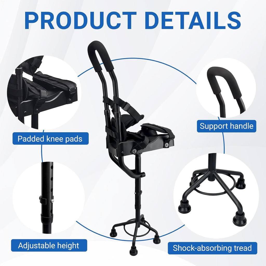 BYIECLD Hands Free Knee Crutch Adjustable Mobility Support Left & Right Leg 275 lb
