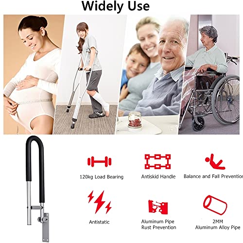 TUNTROL 23.6" Foldable Grab Bar – Silver – Wall Mounted Toilet & Bathroom Safety Rail