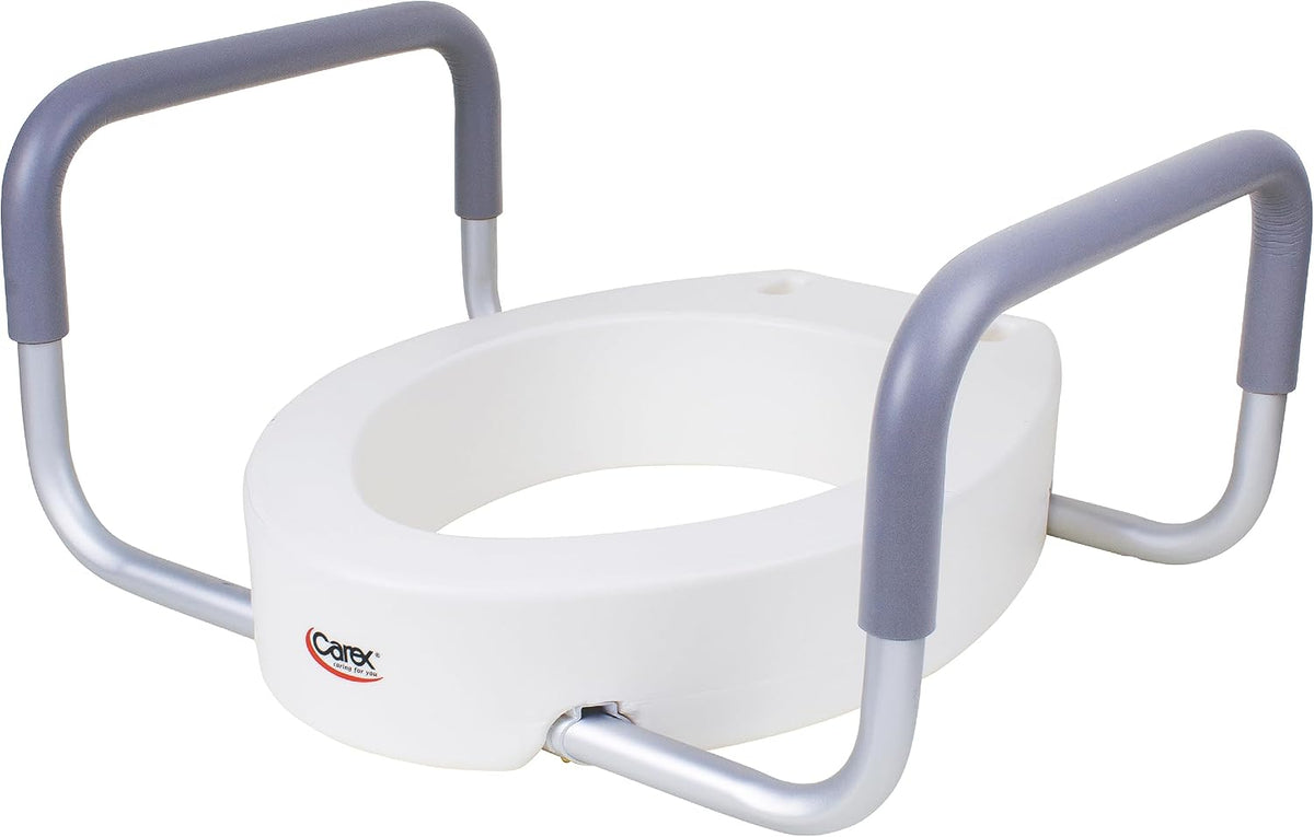 Carex 3.5" Raised Toilet Seat Riser w/ Padded Arms for Round Toilets White