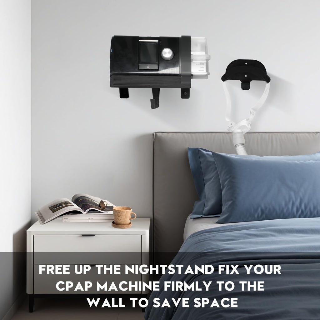 Vornalex CPAP Wall Mount Shelf for ResMed AirSense 10 Mask & Hose Holder Black