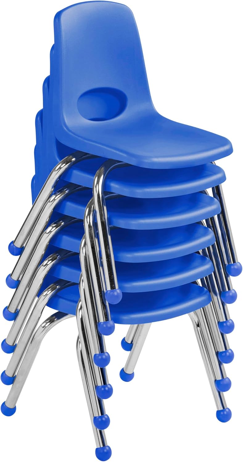 FDP 12" School Stack Chairs Blue 6 Pack Classroom Daycare Local Pickup Only